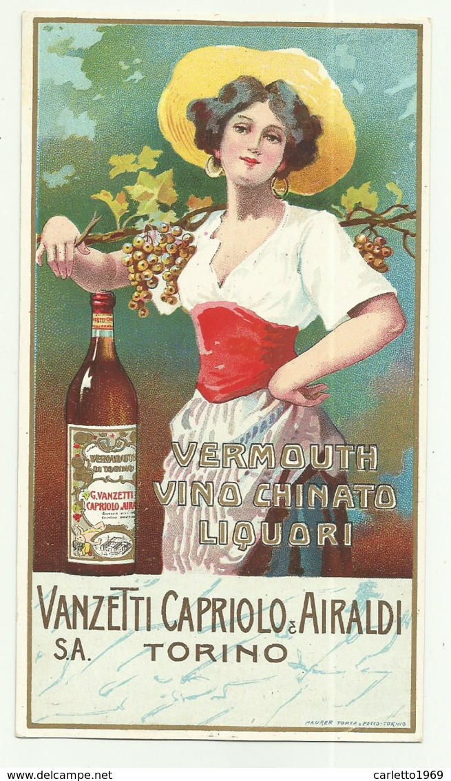 VERMOUTH VINO CHINATO - VANZETTI CAPRIOLO & AIRALDI TORINO - CM. 15,5X 8,5 - Alcools