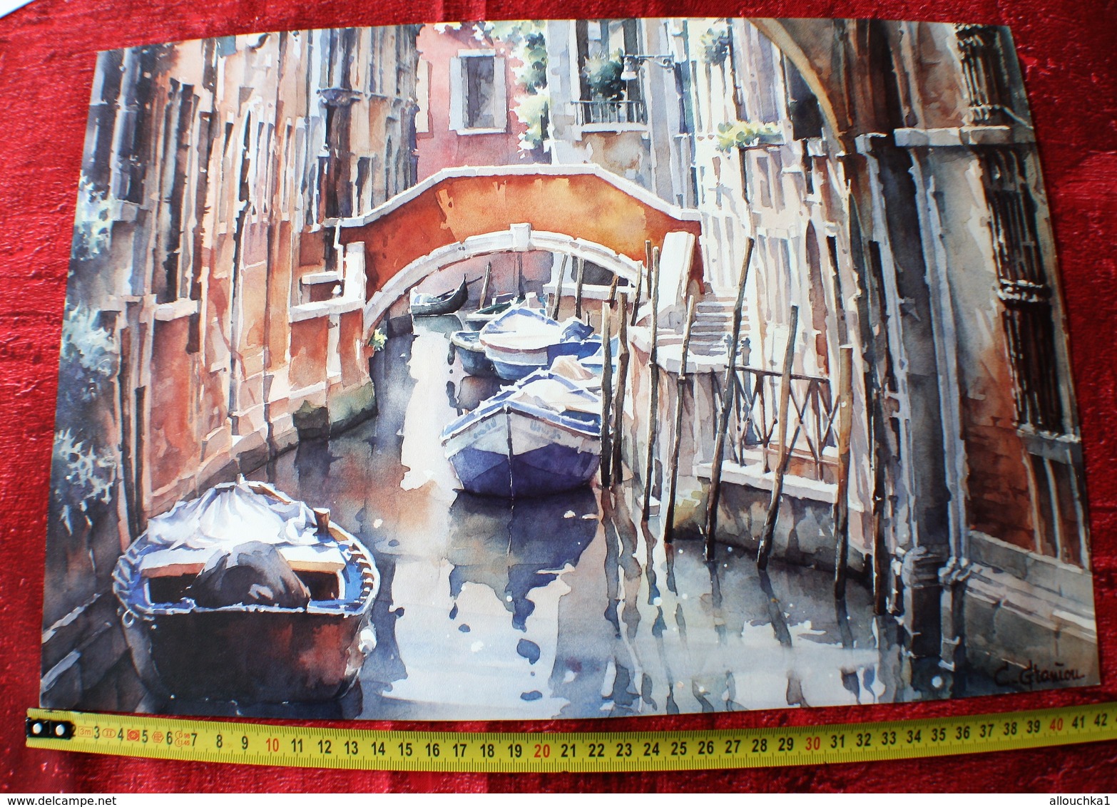 VENISE LITHOGRAPHIE PEINTURE- SIGNÉ C. GRANIOU CONTEMPORANEO-PEINTRE CONTEMPORAIN - Lithographies