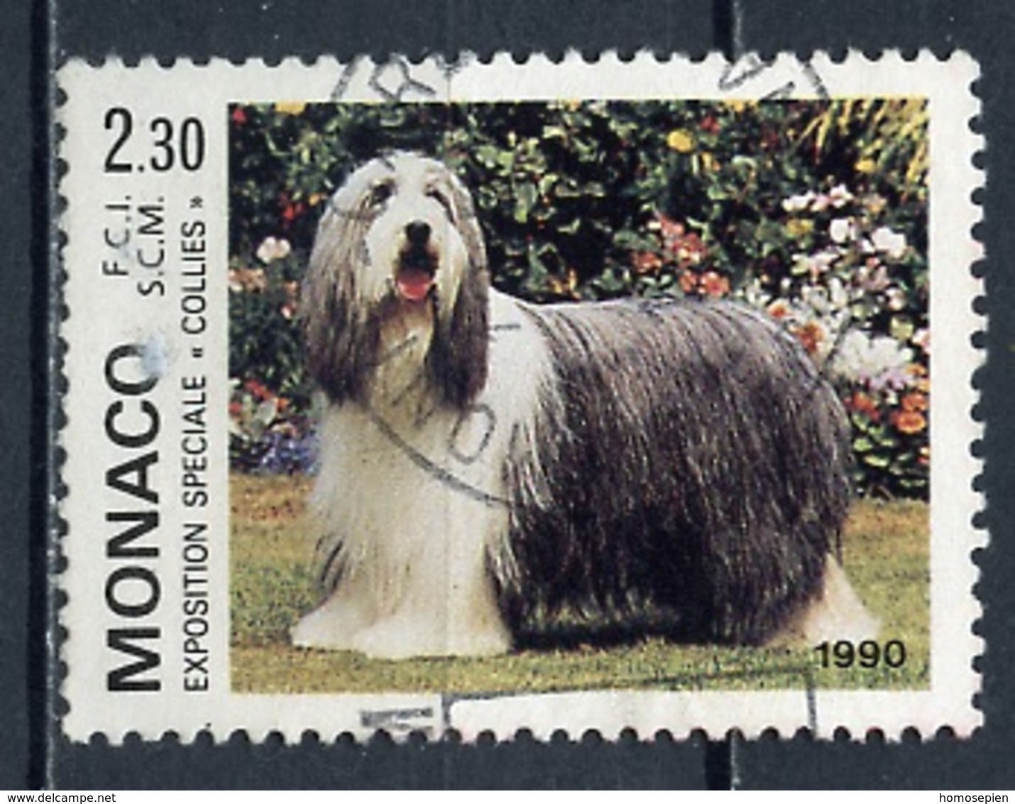 Monaco 1990 Y&T N°1715 - Michel N°1952 (o) - 2,30f Bearded Collie - Usados