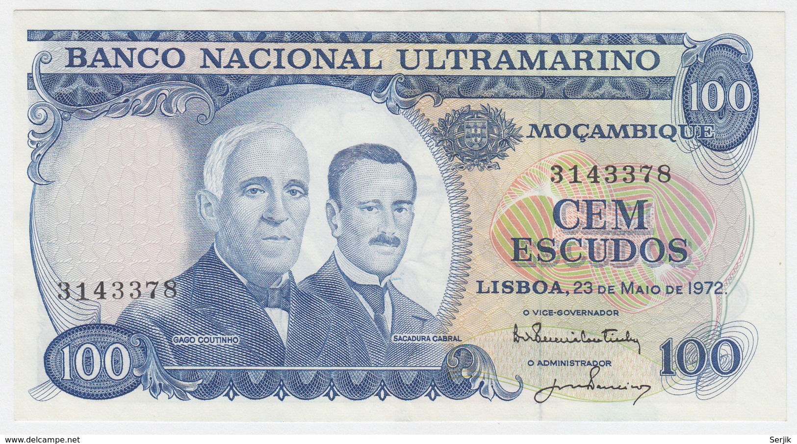 Portugal Mozambique 100 Escudos 1972 XF+ Pick 113 - Mozambique