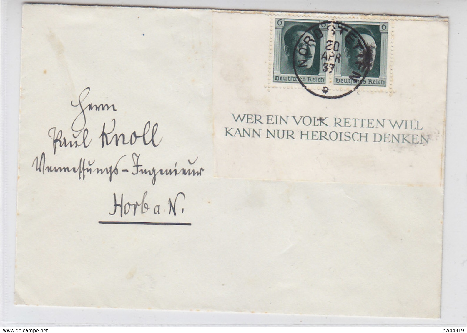 Brief Mit Halbiertem Block 7  Aus NORDSTETTEN 20.4.37 Nach Horb - Covers & Documents