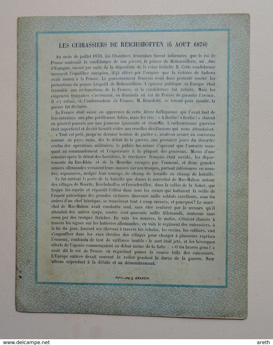 Ancienne Couverture De Cahier  - LES CUIRASSIERS DE REICHSHOFFEN - Book Covers