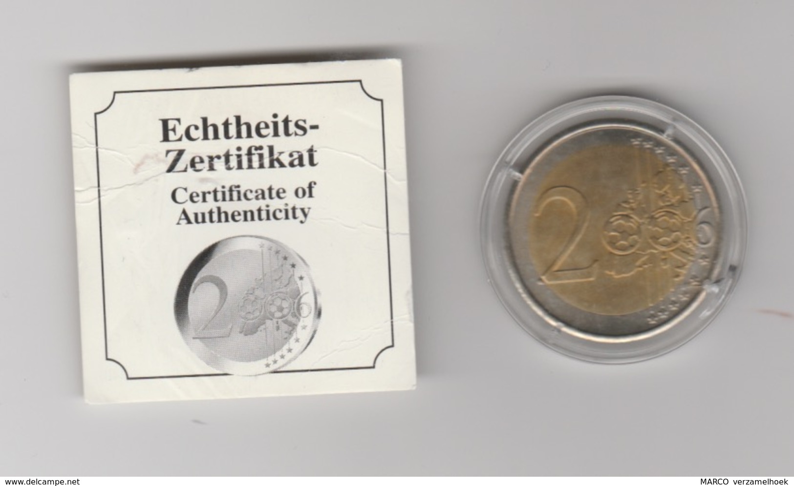 Fussball WM2006 2 Euro Deutschland Gedenkmünze Mit Zertifikate UNC - Souvenirmunten (elongated Coins)