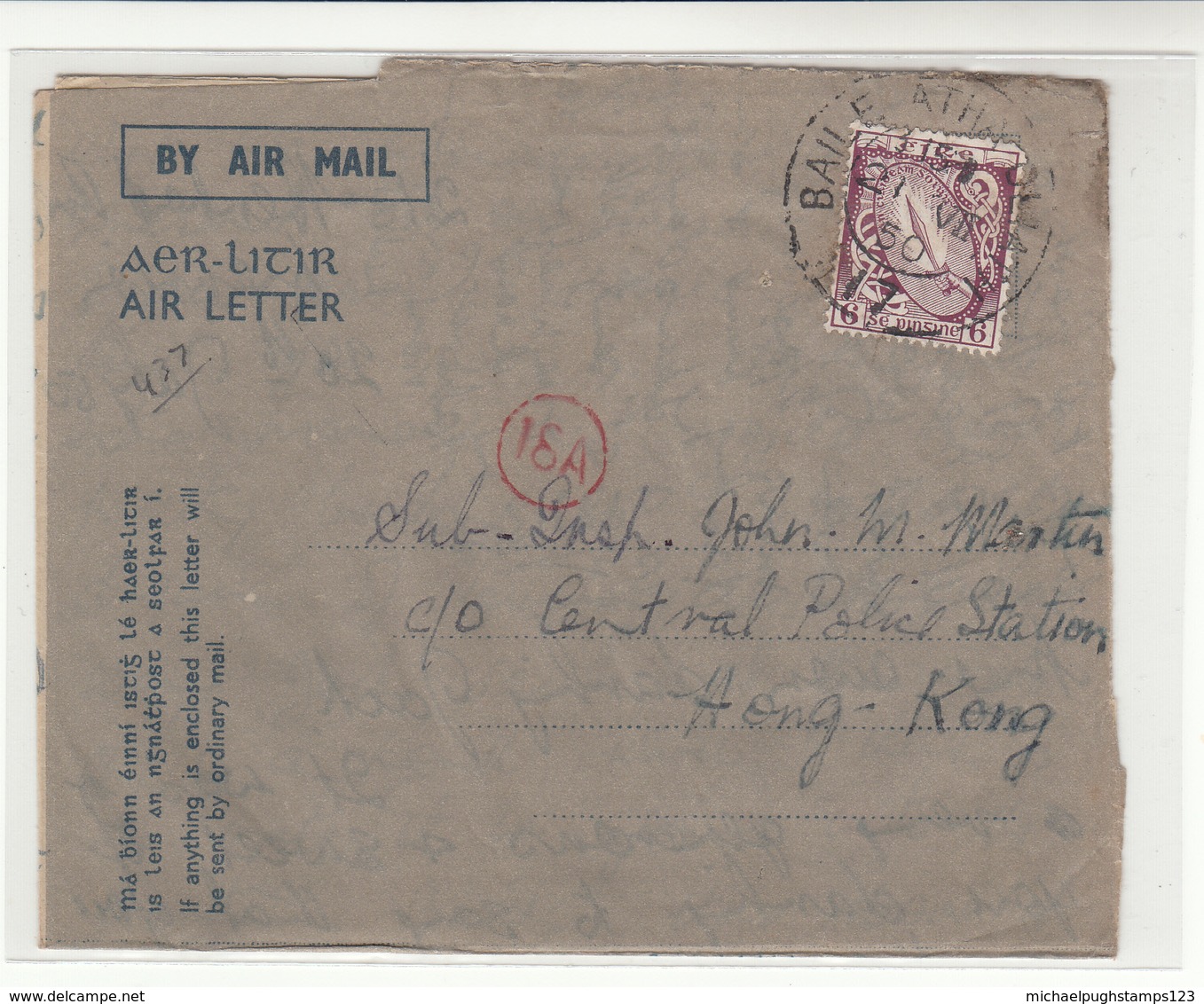 Hongkong / Postmens Round Numbers / Ireland / Airmail - Other & Unclassified