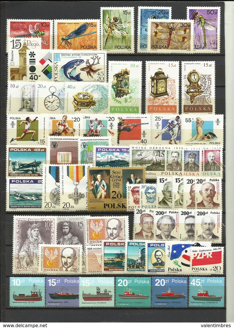 Pologne Année Complète ** 1988   YT  2941/2996    57  Timbres  Poland  Polen Polska - Años Completos