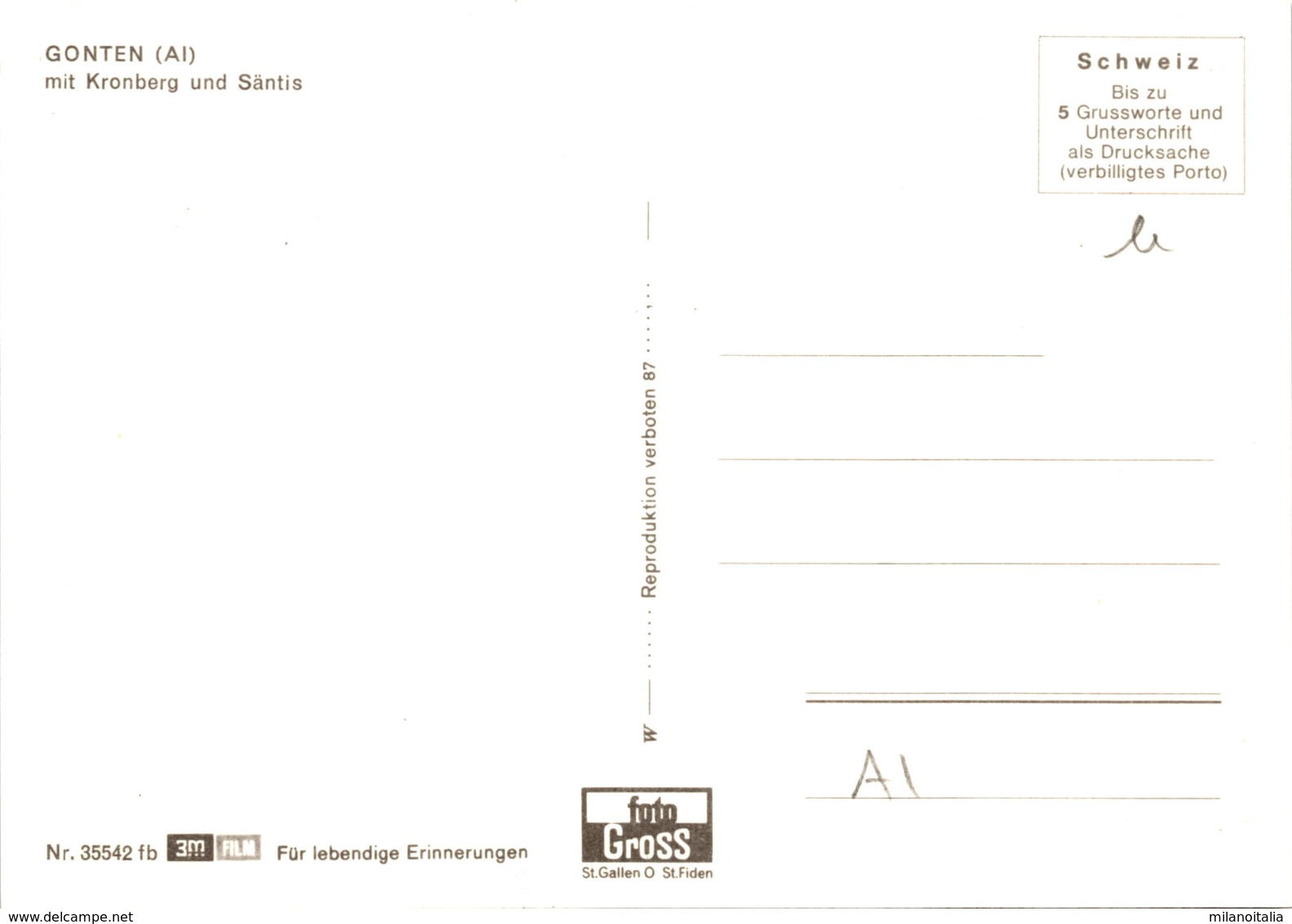 Gonten (AI) Mit Kronberg Und Säntis (35542) (b) - Kronberg