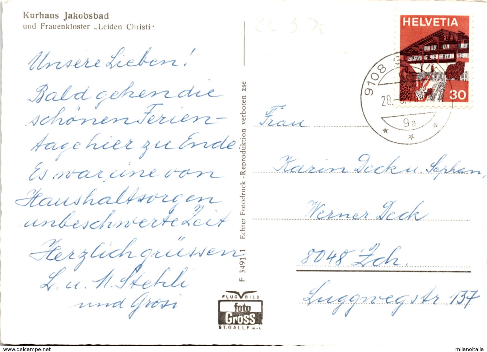 Flugaufnahme Jakobsbad Bei Gonten (App.) (3491-1) * 28. 5. 1975 - Gonten