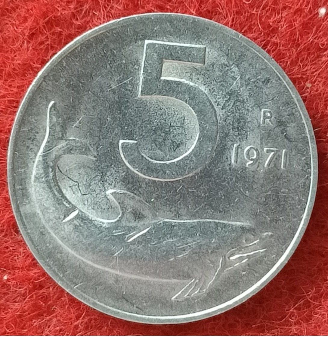 REPUBBLICA ITALIANA - 5 LIRE DELFINO  1971 CONSERVAZIONE SPL - 5 Lire