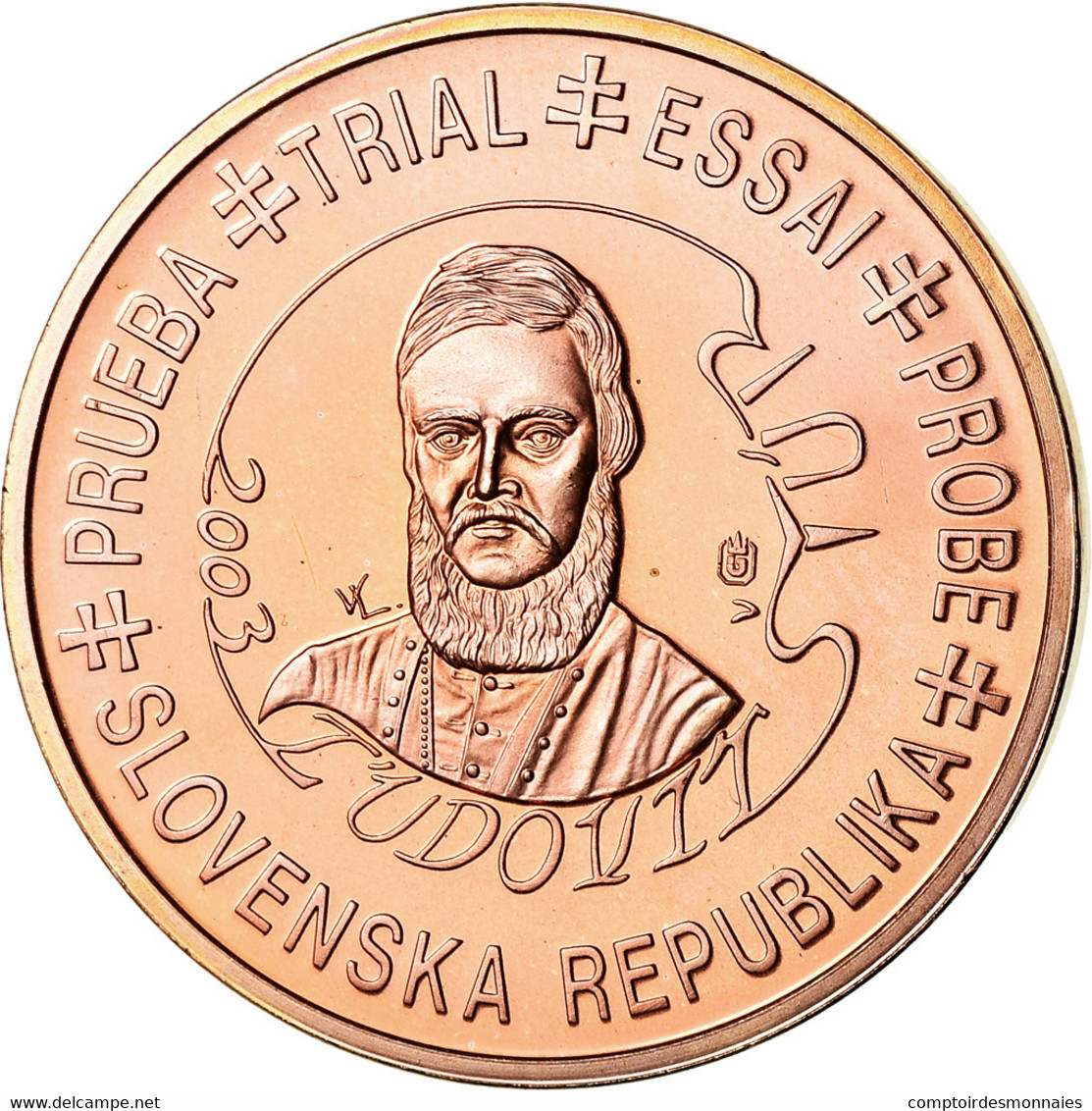 Slovaquie, 5 Euro Cent, 2003, Unofficial Private Coin, SPL, Copper Plated Steel - Essais Privés / Non-officiels