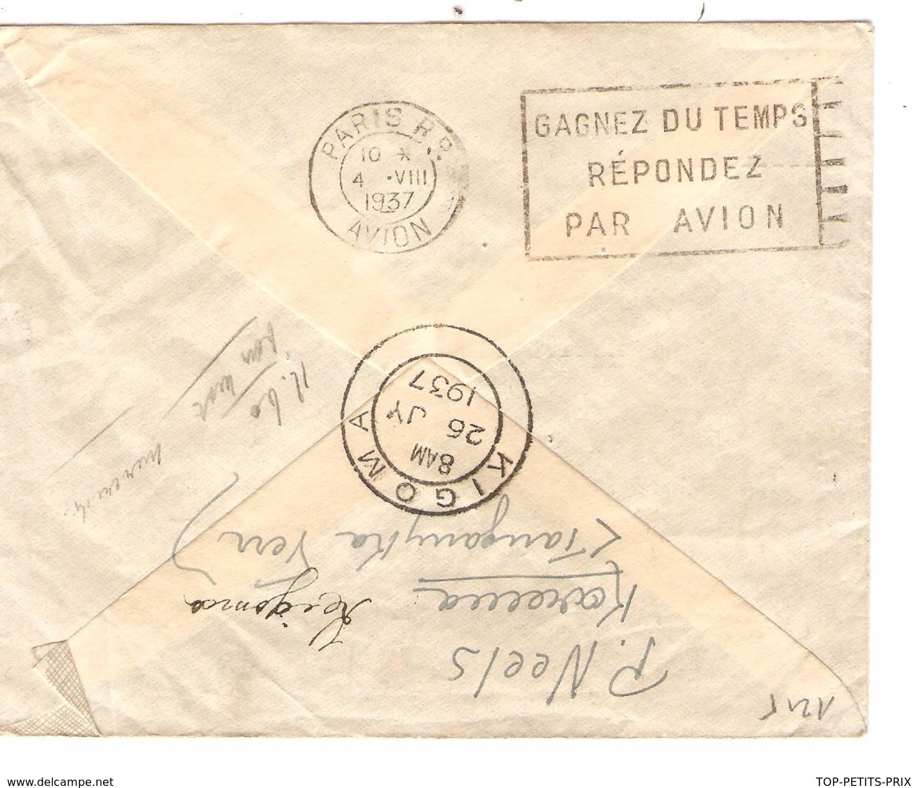 REF1215/ Uganda Kenya Tanganika Air Mail Cover C.Karema 14/7/1937 > Brussels Brussels Via Kigoma & Paris Scarce - Kenya, Uganda & Tanganyika