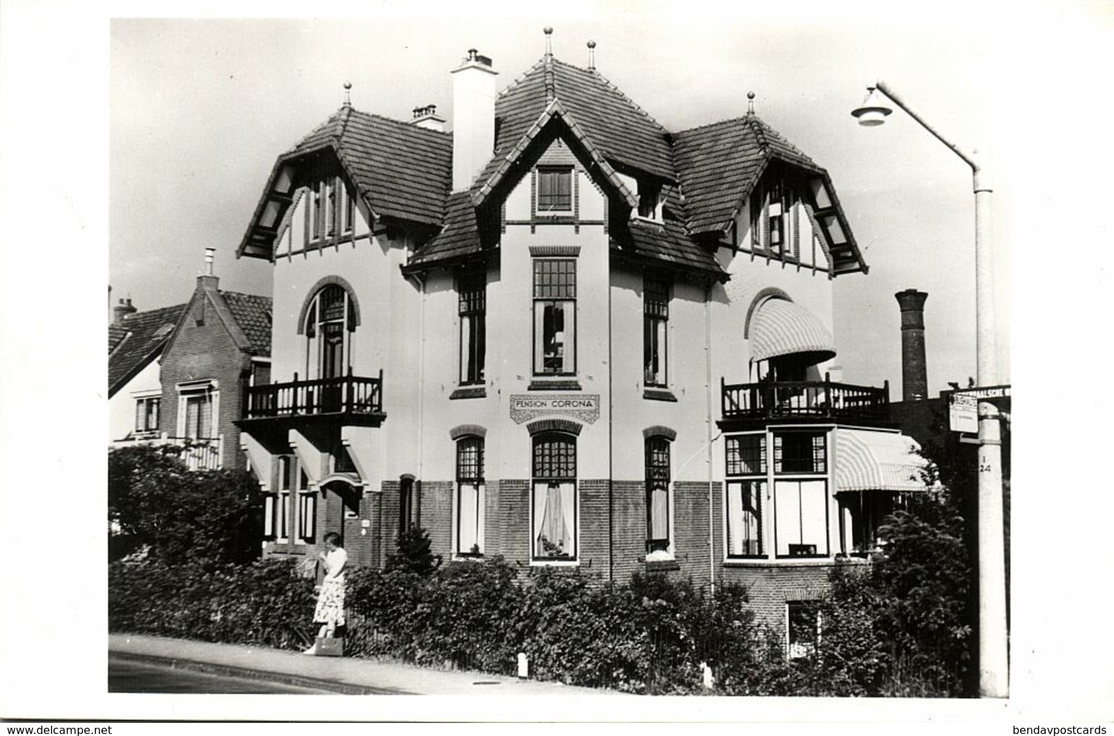 Nederland, BLOEMENDAAL, Hotel-Pension Corona (1950s) Ansichtkaart - Bloemendaal