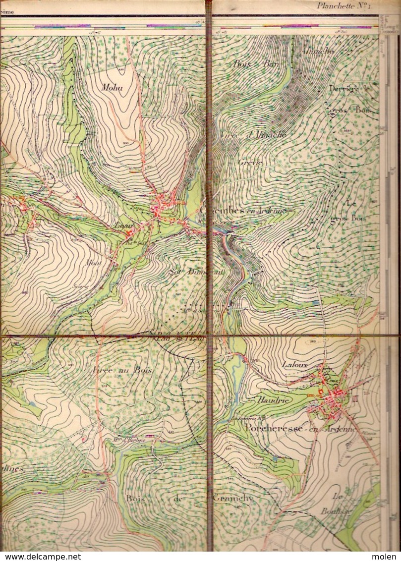 Situation 1869 CARTE D ETAT MAJOR SUR TOILE 64/1 HAUT-FAYS Daverdisse BIEVRE PORCHERESSE GRAIDE GEMBES SCLASSIN S843 - Daverdisse