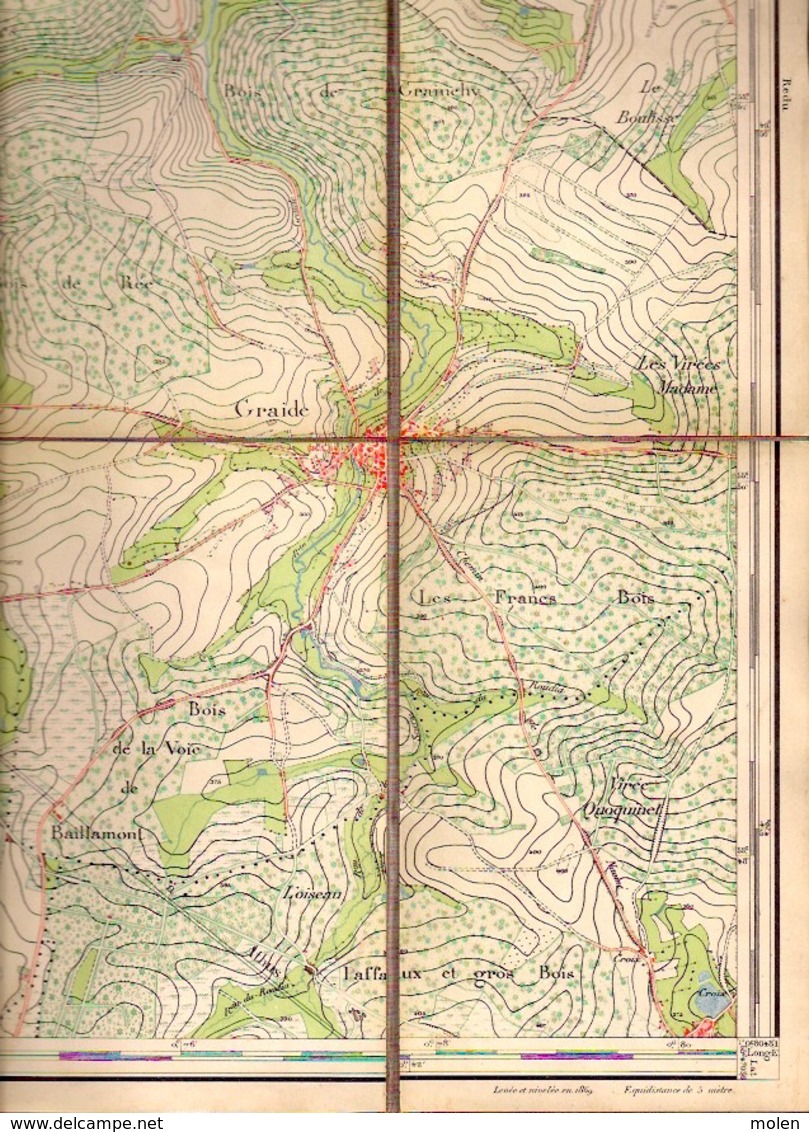 Situation 1869 CARTE D ETAT MAJOR SUR TOILE 64/1 HAUT-FAYS Daverdisse BIEVRE PORCHERESSE GRAIDE GEMBES SCLASSIN S843 - Daverdisse