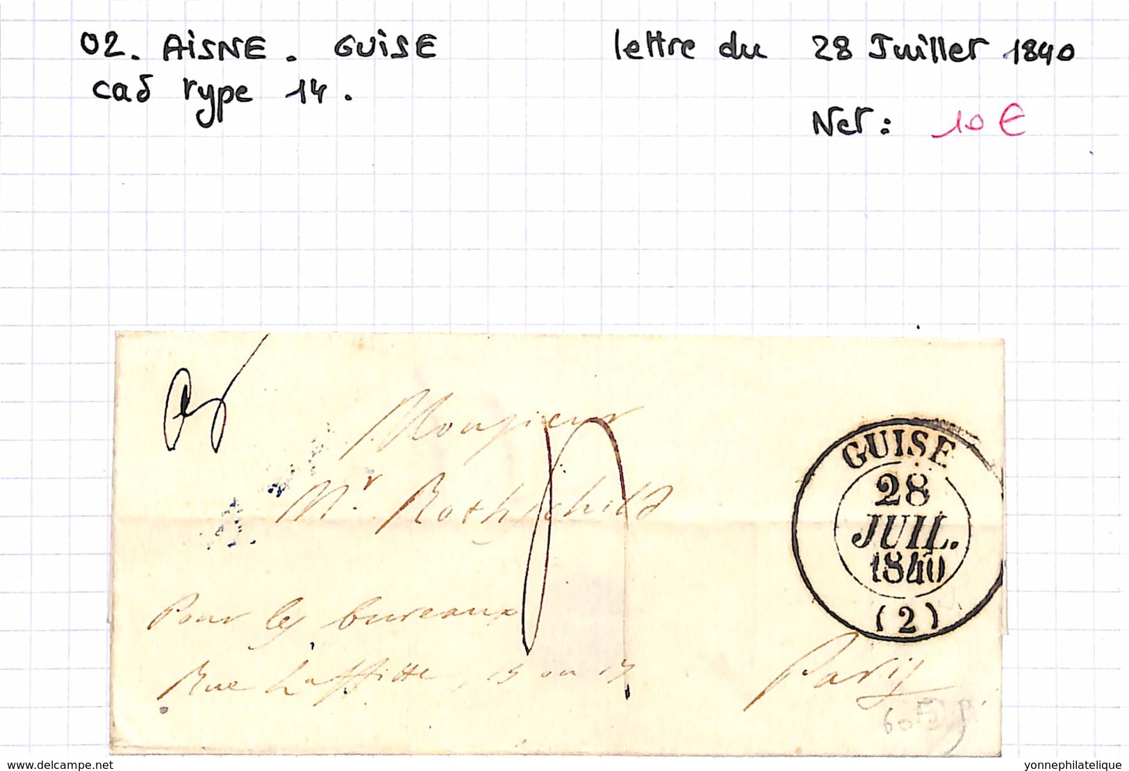 02 - AISNE - GUISE - Lettre Du 28 Juillet 1840 - Cad Type 14 - 1801-1848: Précurseurs XIX