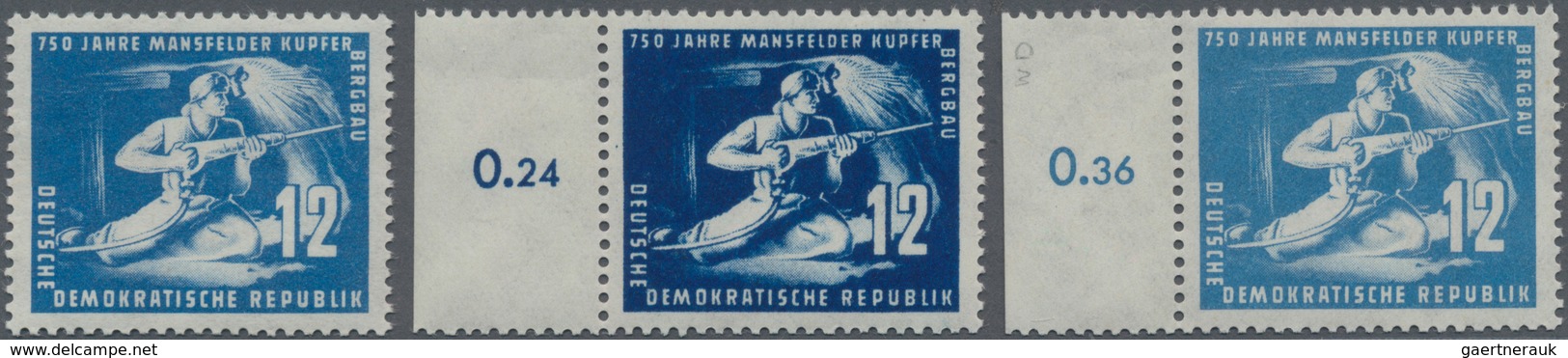 DDR: 1950, 12 Pf. Mansfelder Kupferbergbau In Den Farben (dunkel)blau, Dkl'violettultramarin Und Mit - Ungebraucht