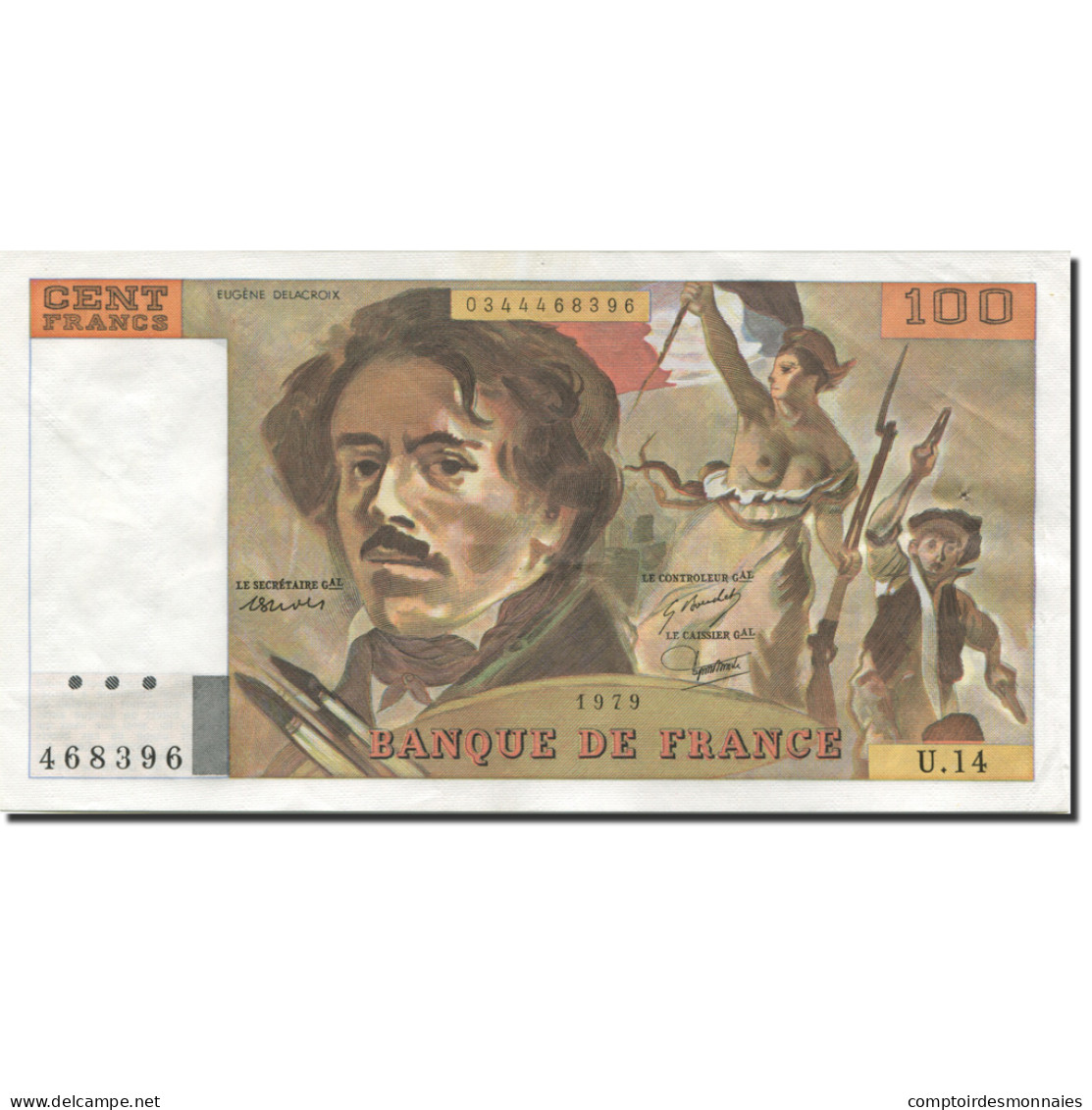 France, 100 Francs, Delacroix, 1978, 1979, SUP, Fayette:69.02c, KM:154a - 100 F 1978-1995 ''Delacroix''