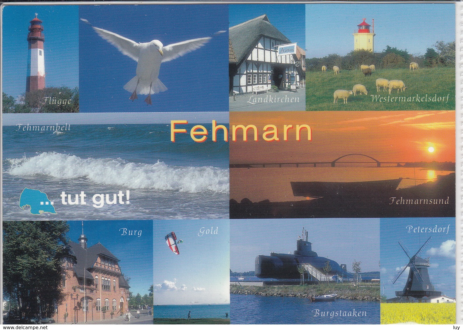 FEHMARN Ostseeinsel - Mehrfachansicht Mit Leuchtturm, Windmühle U.a., Luftpost - Fehmarn