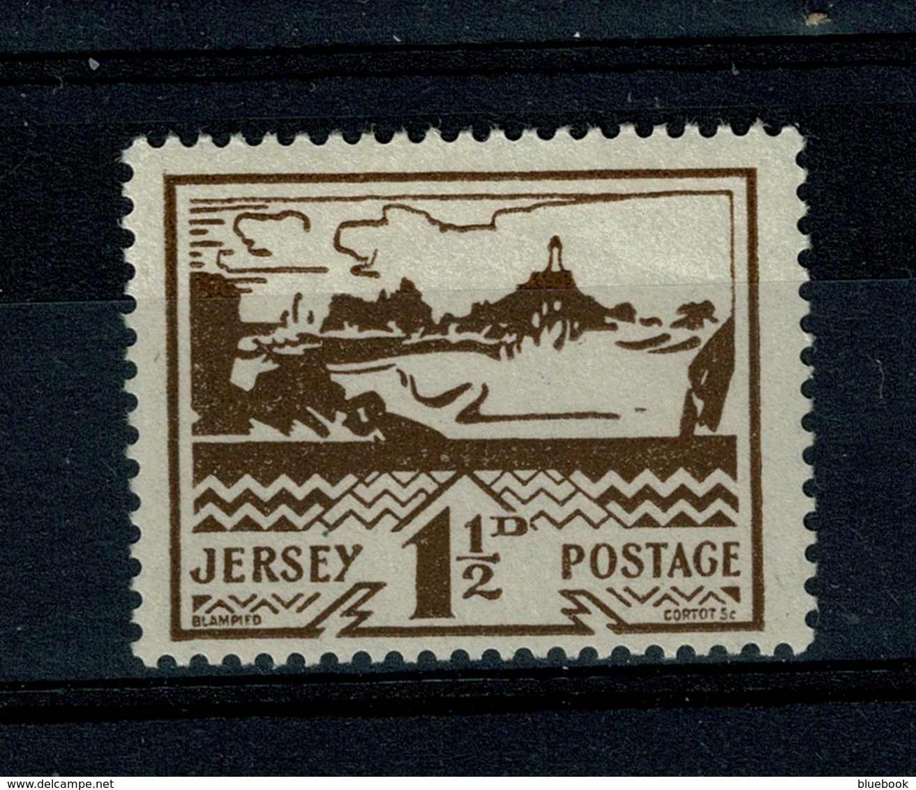 Ref 1354 - WWII Channel Islands - Jersey 1943 SG 5 - 1 1/2d Mint Stamp - Jersey