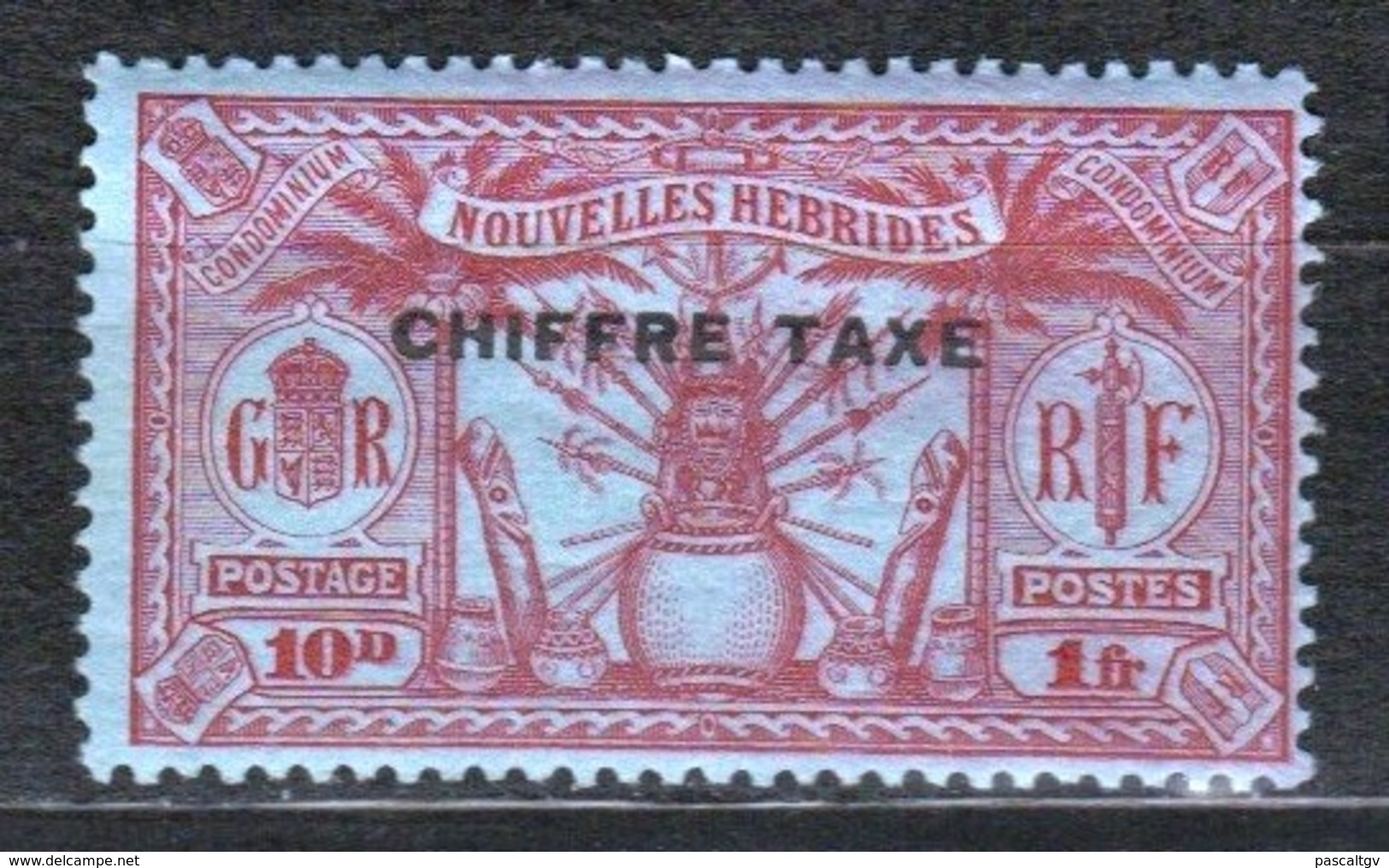 Nlle Hébrides Taxe N° 5 De 1925 *   "10d, 1 Franc" (cote 70.00) - Portomarken