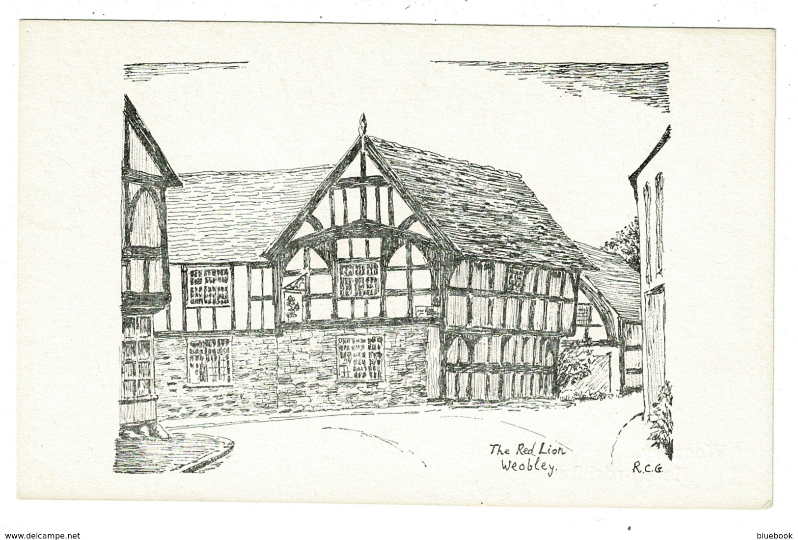 Ref 1356 - 2 X Postcards The Red Lion & Houses - Weobley Herefordshire - Herefordshire