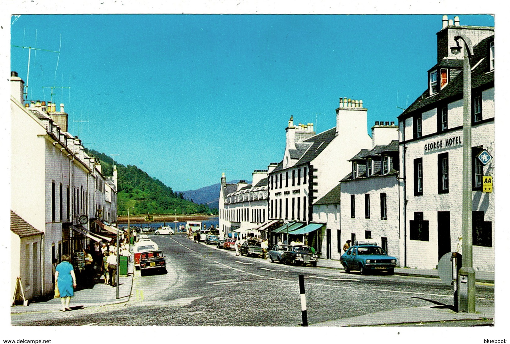 Ref 1356 - 1976 Postcard - Main Street George Hotel & Cars - Inveraray Argyllshire Scotland - Argyllshire