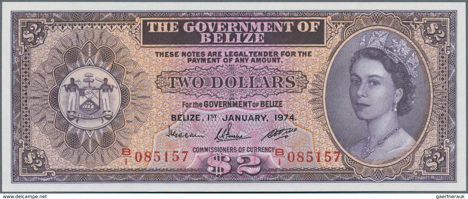 Belize: The Government Of Belize 2 Dollars January 1st 1974, P.34a In Perfect UNC Condition. - Belice