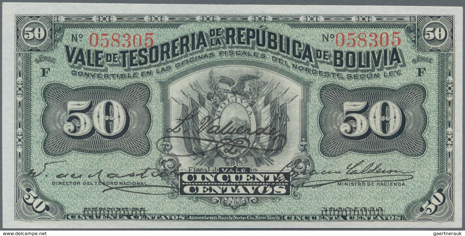 Bolivia / Bolivien: Very Nice Group With 8 Banknotes Comprising 50 Centavos 1902 P.91 (UNC), 1 Boliv - Bolivië