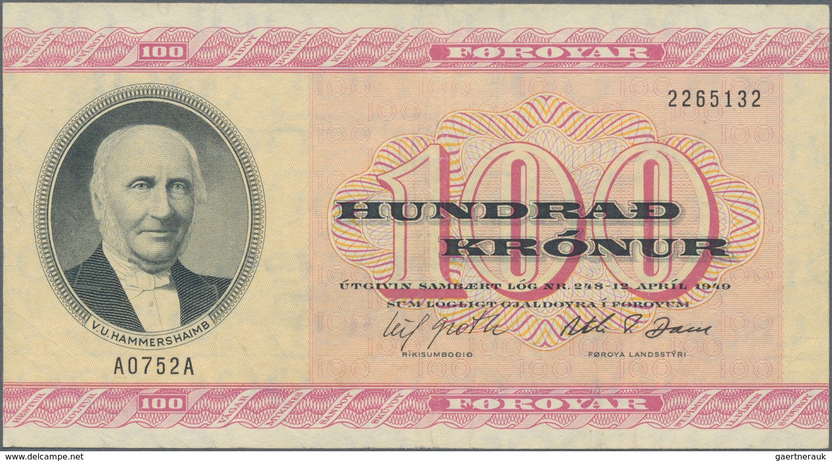 Faeroe Islands / Färöer: 100 Kronur (19)75, P.18, Still Nice With Bright Colors, Just Some Folds And - Féroé (Iles)