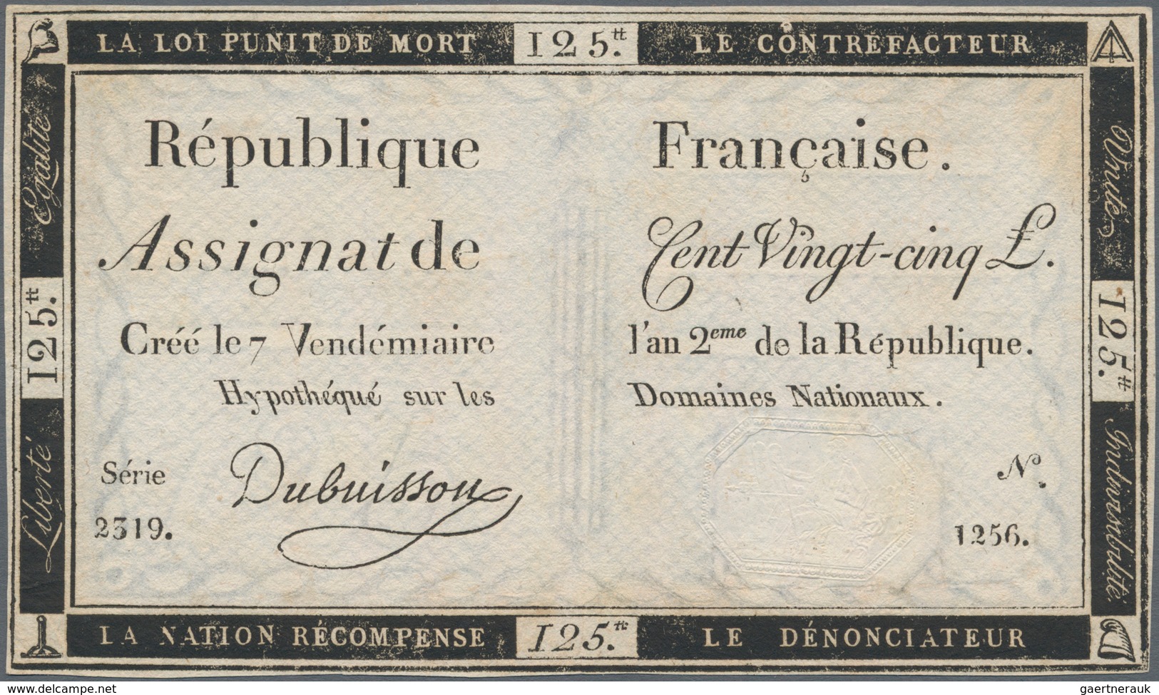 France / Frankreich: République Française Set With 4 Banknotes 125 Livres Assignat, Dated September - 1955-1959 Sobrecargados (Nouveau Francs)