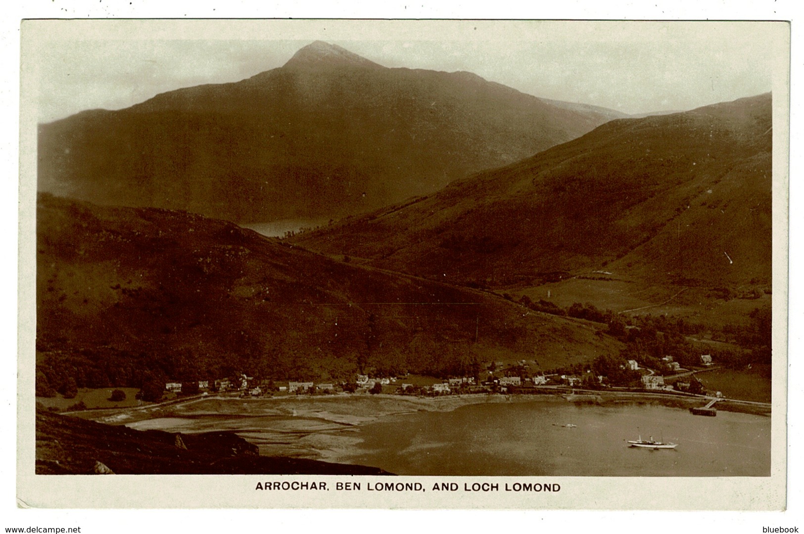 Ref 1357 - 1929 Real Photo Postcard - Arrochar - Ben Lomond & Loch Lomond - 1d PUC Stamp - Dunbartonshire