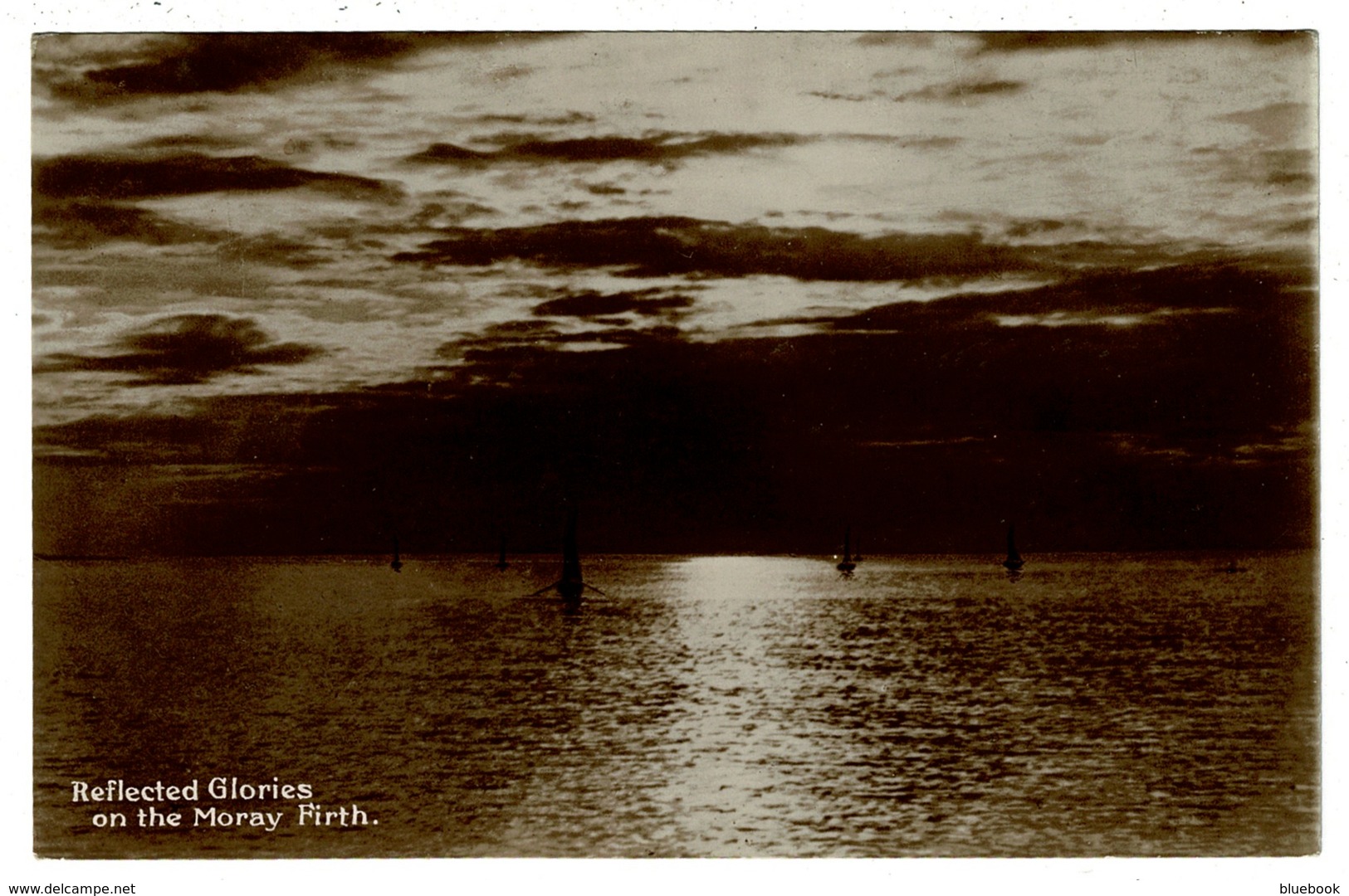 Ref 1357 - Early Real Photo Postcard - Reflected Glories & Boats On The Moray Firth - Moray