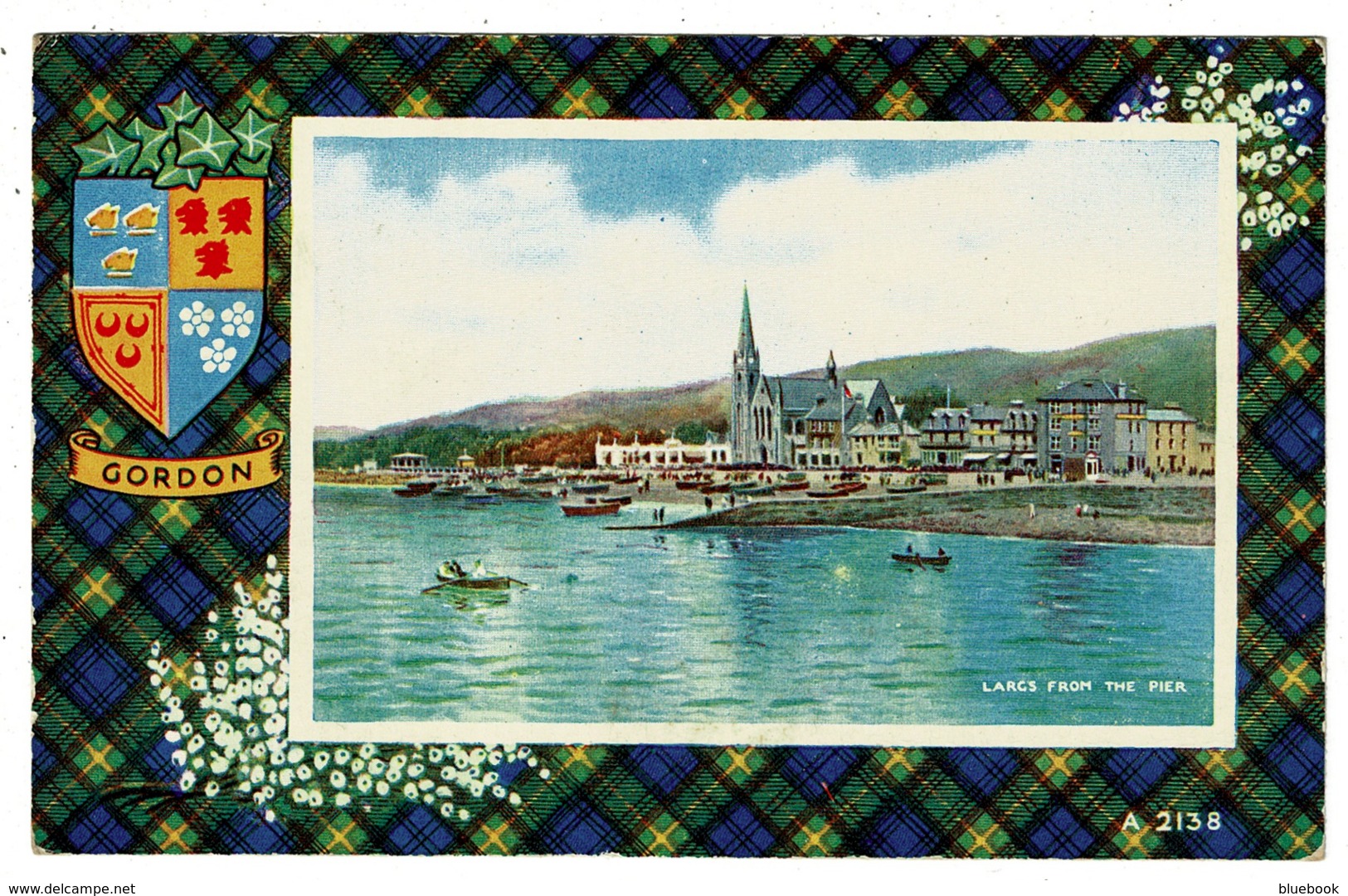 Ref 1357 -  1964 Postcard - Largs From The Pier - Scotland - Gordon Coat Of Arms & Tartan - Ayrshire