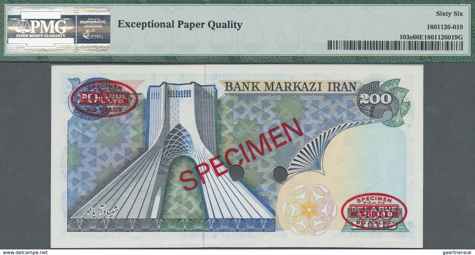 Iran: Bank Markazi Iran 200 Rials ND(1974-79) TDLR SPECIMEN, P.103s With Specimen Number "079" At Lo - Iran