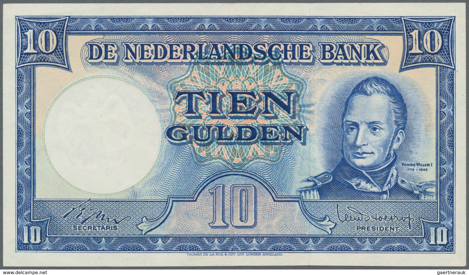 Netherlands / Niederlande: 10 Gulden 1949, P.83, Very Nice Condition With A Soft Vertical Bend At Ce - Other & Unclassified