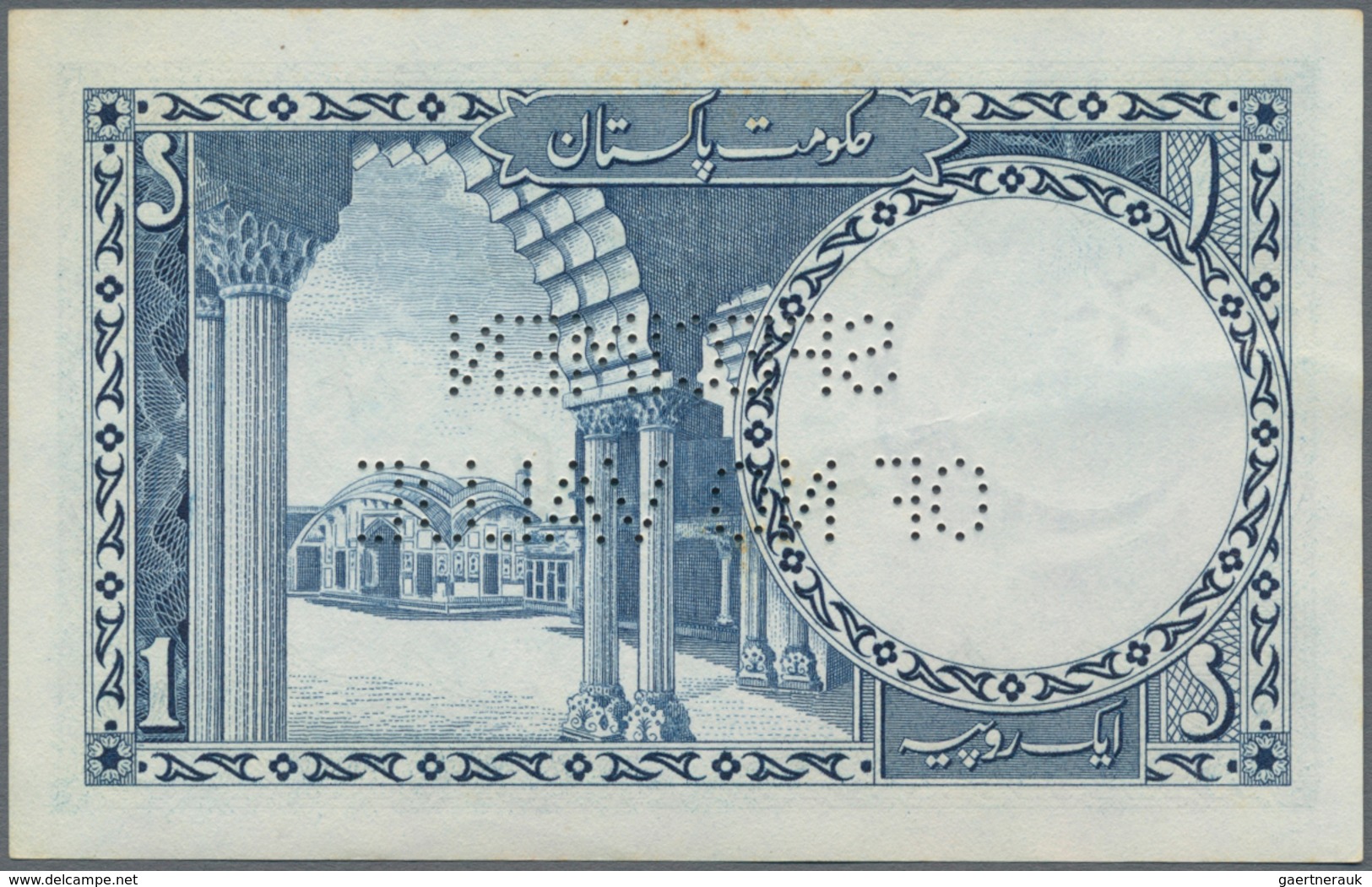 Pakistan: 1 Rupee ND(1953-61) Specimen, P.9s With Perforation "Specimen Of No Value" In Perfect UNC - Pakistan