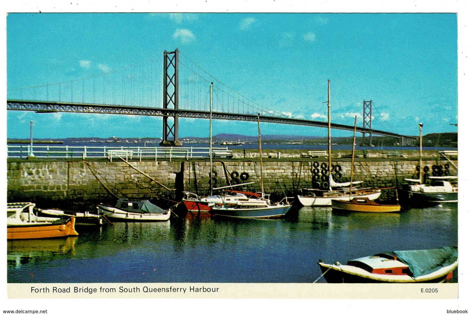 Ref 1358 - Postcard - Boats Forth Road Bridge From South Queensferry Harbour - West Lothian - West Lothian