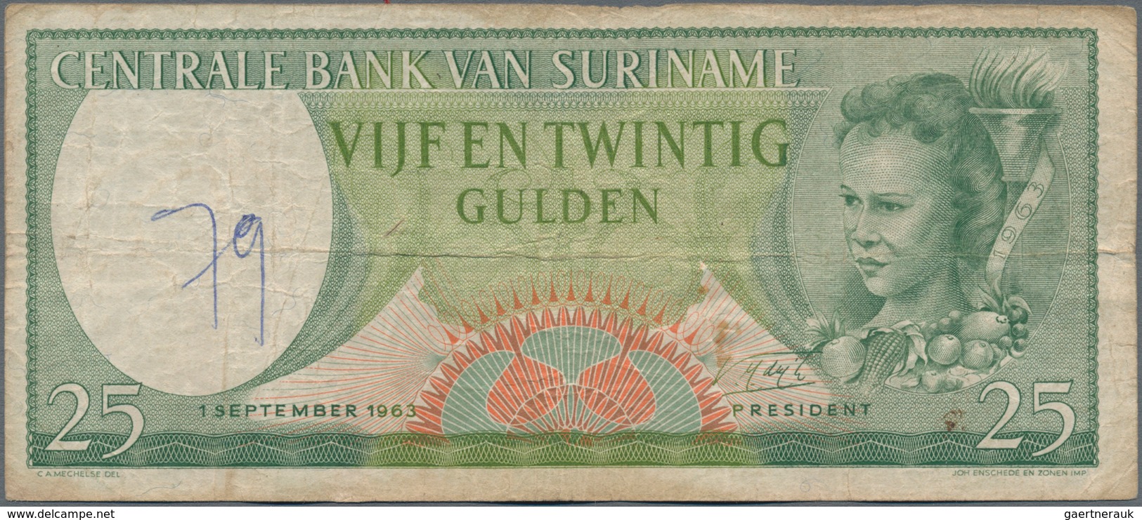 Suriname: Centrale Bank van Suriname nice lot with 13 banknotes, comprising 2x 1 Gulden 1963 (F), 4x