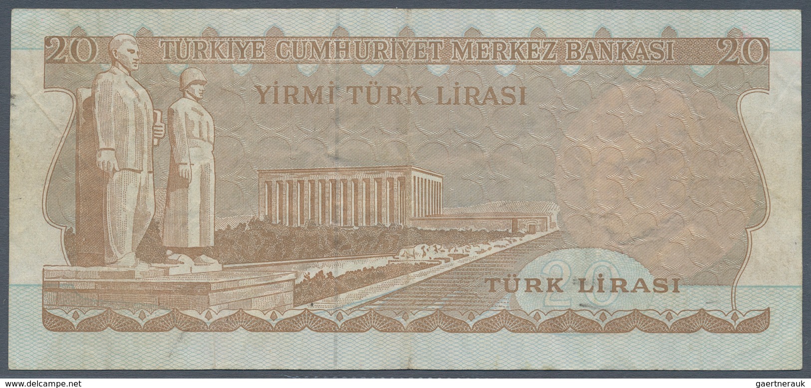 Turkey / Türkei: 20 Lira L.1970 (1974) "Atatürk" - 5th Issue, P.187a Printing Error With Underprint - Turkije