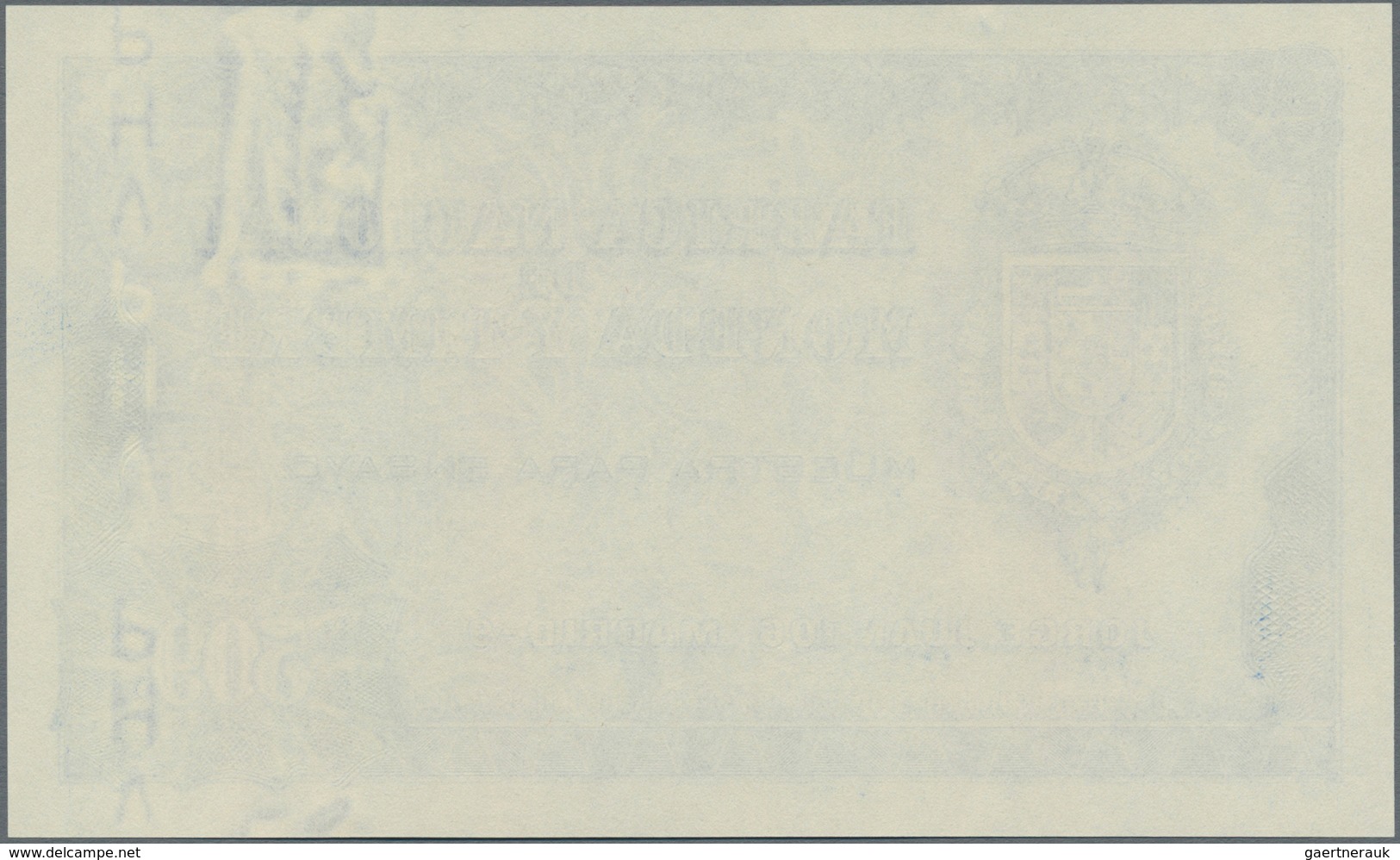 Testbanknoten: Fabricia Nacional De Moneda Y Timbre Uniface Intaglio Printed Test Note "509" In Blue - Ficción & Especímenes