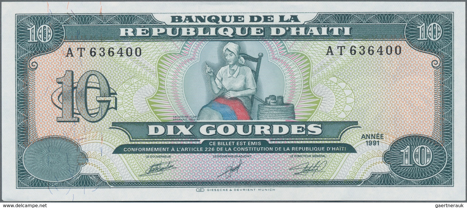 Haiti: Huge Lot With 960 Banknotes Containing 150x 1 Gourde P.259, 60x 2 Gourdes P.260, 50x 5 Gourde - Haïti