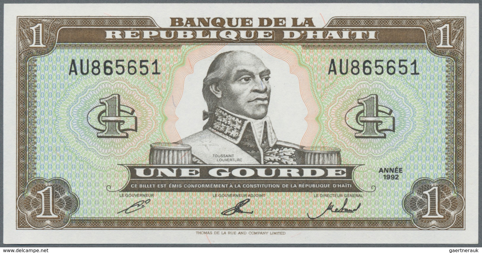 Haiti: Huge lot with 960 banknotes containing 150x 1 Gourde P.259, 60x 2 Gourdes P.260, 50x 5 Gourde