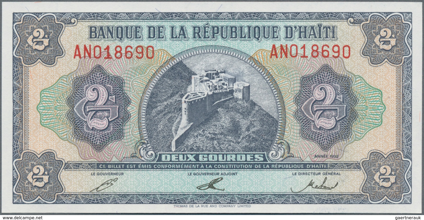 Haiti: Huge lot with 960 banknotes containing 150x 1 Gourde P.259, 60x 2 Gourdes P.260, 50x 5 Gourde