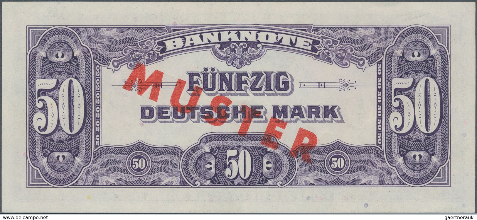 Deutschland - Bank Deutscher Länder + Bundesrepublik Deutschland: 50 DM 1948 MUSTER Mit Rotem Überdr - Otros & Sin Clasificación