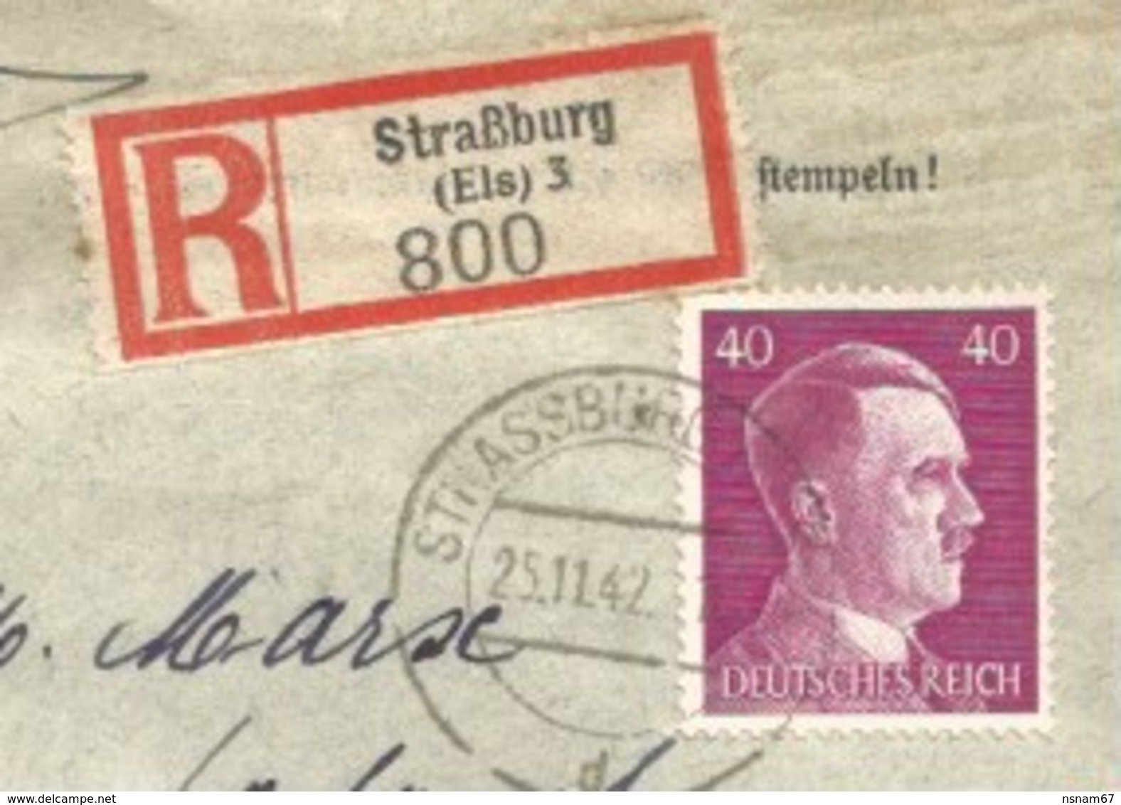 Sk1027 - STRASSBURG ELS 3 - 1942 - Tarif Lettre Recommandé Sur Affranchi 43 Pfg Au Lieu De 42 - STRASBOURG - - Covers & Documents