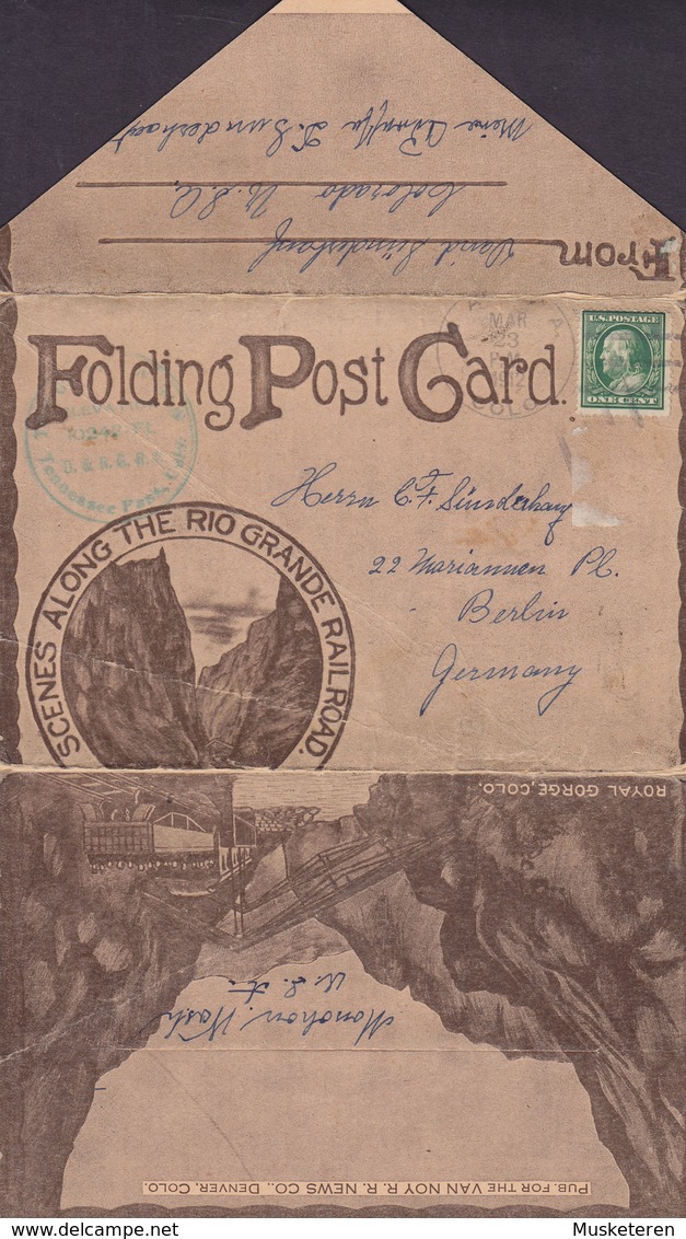 United States Folding Post Card AURORA Colo 1912 Scenes Along The Rio Grande Rail Road Royal Gorge - Aurora (Colorado)