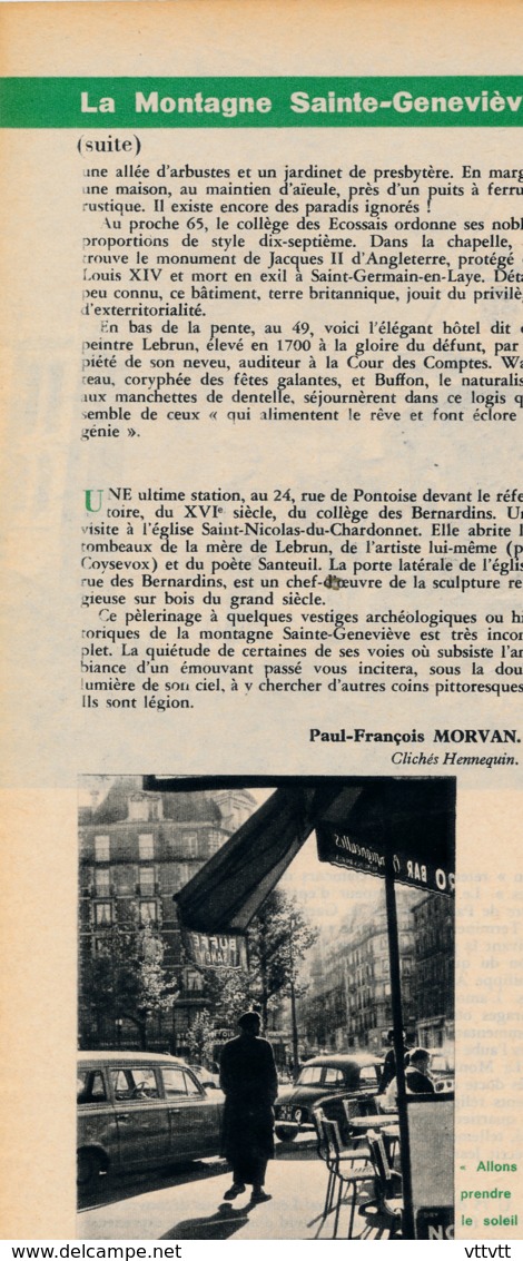 1962 : Document, MONTAGNE SAINTE-GENEVIÈVE, Eglises, Rue Frédéric-Sauton, Place Maubert, Rue Monge, Et Des Bernardins.. - Ohne Zuordnung