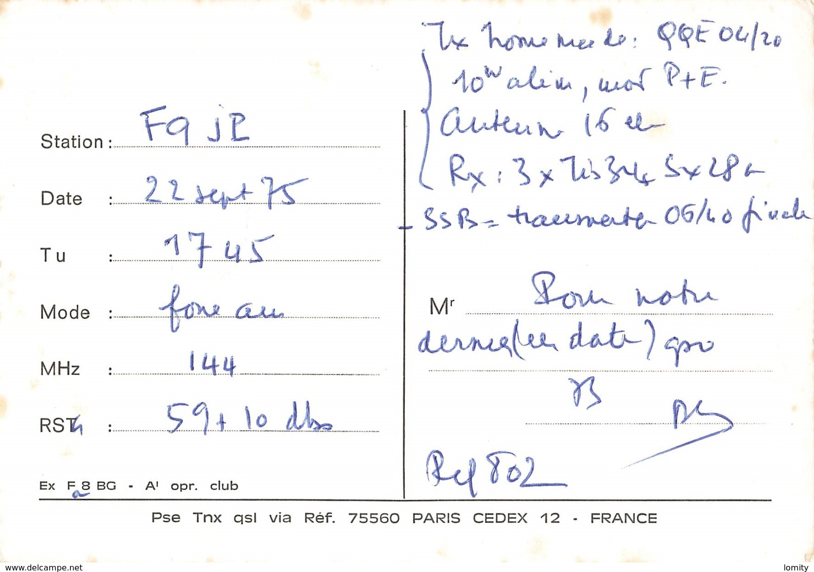 Carte QSL Radio Amateur France Dessin Illustration Noyon Oise Docteur Maurice Cassé - Amateurfunk