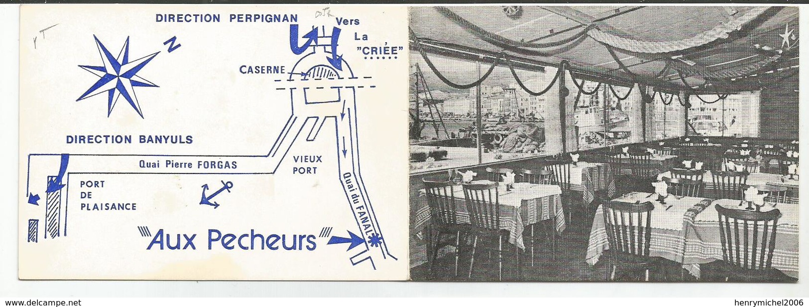 Cdv Carte De Visite 66 Port Vendres Bar Restaurant Aux Pecheurs Quai Du Fanal - Tarjetas De Visita
