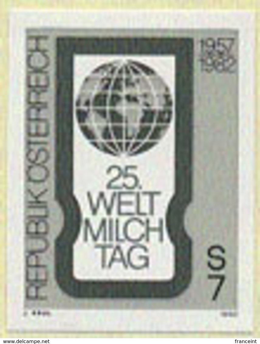 AUSTRIA (1982) Globe. Black Print. Scott No 1211, Yvert No 1534. 25th World Milk Day. - Proofs & Reprints