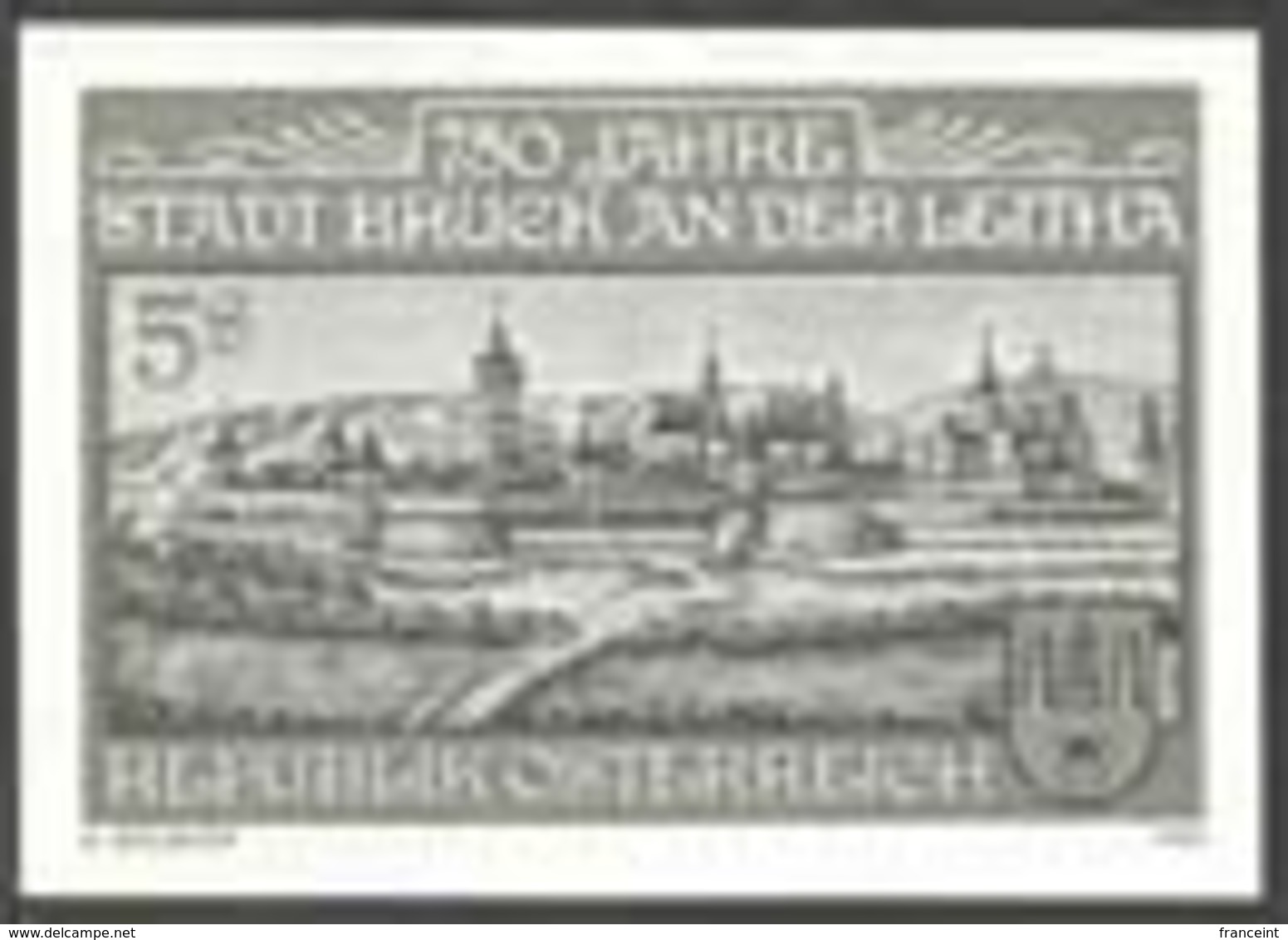 AUSTRIA (1989) Bruck An Der Leitha Commune. Black Print, 750th Anniversary, Painting By Vischer. Scott No 1451 - Proeven & Herdruk